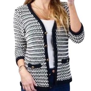 CAbi Black and White Patterned Cardigan
